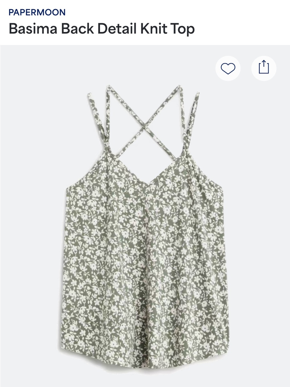 Papermoon Sage Floral Crisscross Strap Camisole